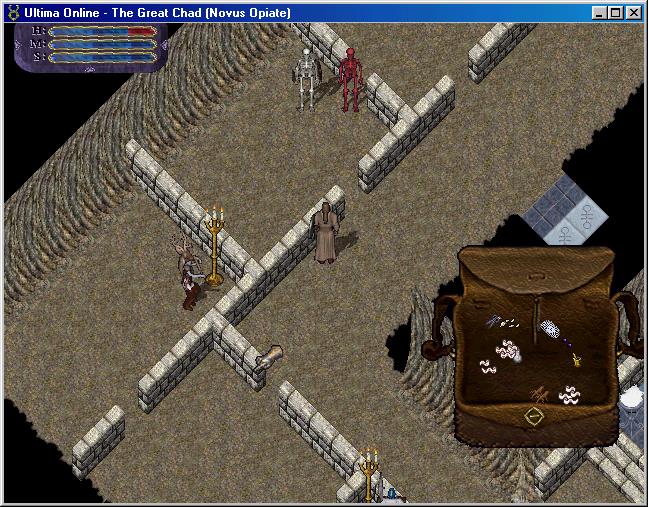 An interior stage of the custom Novus Newbie Area in a 2001 gameplay capture